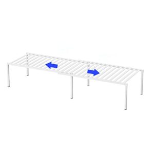 redrubbit expandable cabinet storage shelf rack - kitchen counter and cabinet shelf - steel metal wire - cupboard, plate, dish, counter & pantry organization - white