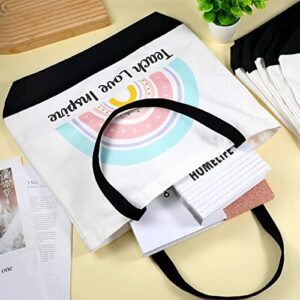 Oudain 6 Pack Teacher Appreciation Gifts Canvas Totes Bag Reusable Teacher Gift Bag for Women Back to School Supplies, Rainbow Style