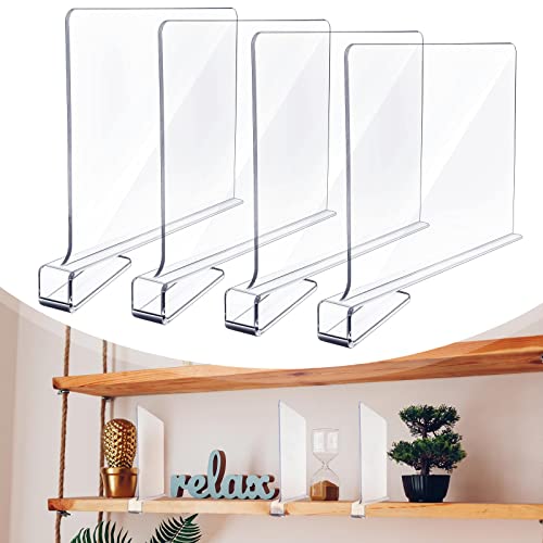 4 Pcs Acrylic Shelf Dividers Closets Shelf and Closet Separator for Clothes Wardrobe in Bedroom Kitchen and Office Shelves, 11.81 x 8.07 x 1.18 Inch