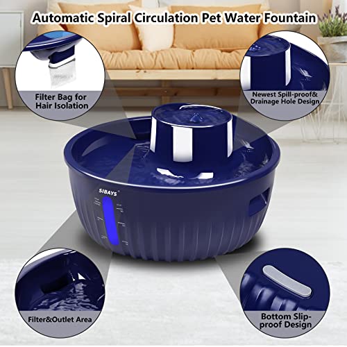 SIBAYS Dog Water Fountain for Large Dogs,195OZ 6L 1.5GAL Water Bowl Dispenser with 5 Layer Filter, Automatic Super Quiet Overflow Protection with Visible Water Reminder Drinking-Safe Material