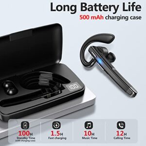 EUQQ Bluetooth Headset for Mobile Phones Bluetooth Earpiece Wireless with Charging Case 10 Hrs HD Talktime Built-in Dual Mic Noise Cancelling Wireless Headset Earphone for Office Business