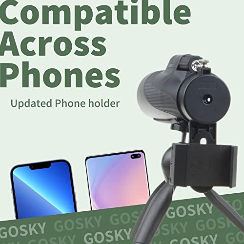 Gosky 12X50 Monocular Telescope with Smartphone Holder - Waterproof Fog-Proof Shockproof Scope BAK-4 Prism FMC for Bird Watching Hunting Camping Traveling Wildlife Scenery