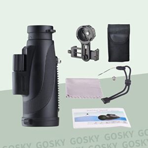 Gosky 12X50 Monocular Telescope with Smartphone Holder - Waterproof Fog-Proof Shockproof Scope BAK-4 Prism FMC for Bird Watching Hunting Camping Traveling Wildlife Scenery