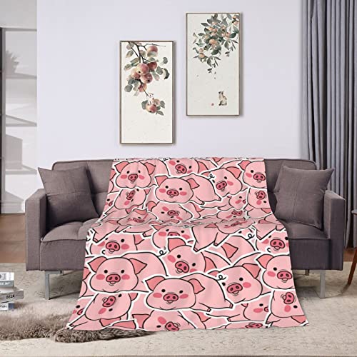 Cartoon Pink Pig Blanket Plush Lightweight Soft Flannel Fleece Throw Blankets Bedding for Bed Sofa Couch Living Room 50"x40"