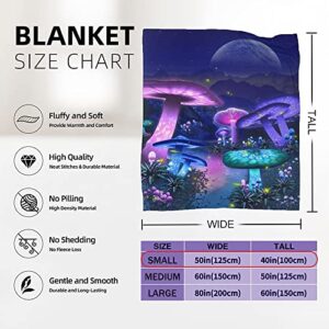 Mushroom Blanket, Mushroom Gifts for Women, Mushroom Decor Wonderland Gifts for Mushroom Lovers Soft Cozy Flannel Mushroom Throw Blanket for Couch Bedding 50" X 40"