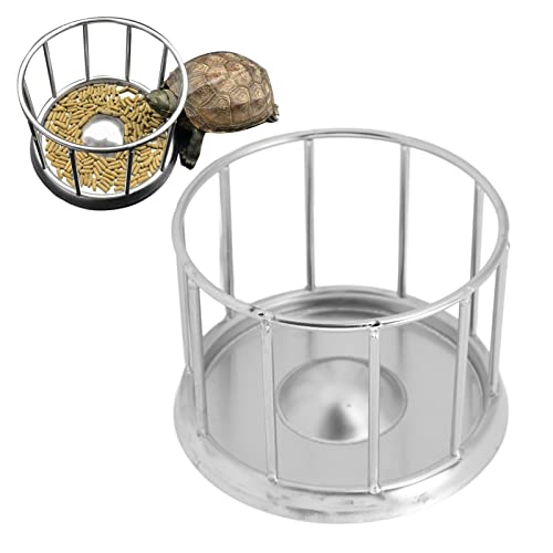 Reptile Food Bowl,Stainless Steel Food Dish,Tortoise Food Water Dish Feeder Bowl Stainless Steel Tray Dispenser,Railing Shape Tortoise Dish Water Tray Pet Supplies for Home Tortoise Pet Store(S)