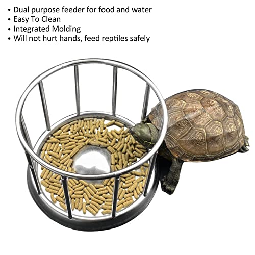 Reptile Food Bowl,Stainless Steel Food Dish,Tortoise Food Water Dish Feeder Bowl Stainless Steel Tray Dispenser,Railing Shape Tortoise Dish Water Tray Pet Supplies for Home Tortoise Pet Store(S)