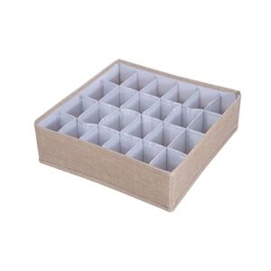 compartment storage box,sock and underwear drawer organizers divider, closet socks organizer and storage boxes for lingerie, bra, undies-khaki-24grid