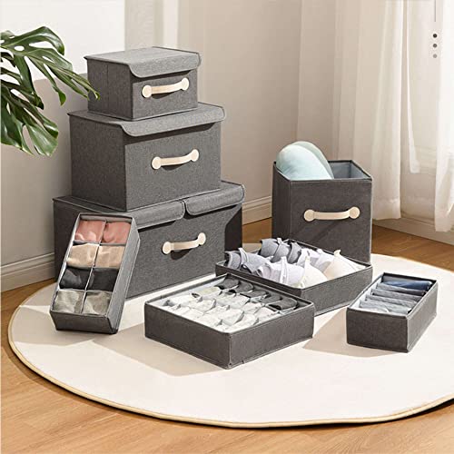 Compartment Storage Box,Sock And Underwear Drawer Organizers Divider, Closet Socks Organizer And Storage Boxes For Lingerie, Bra, Undies-Khaki-24grid