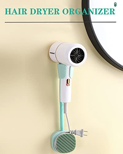 Hands Free Wall Mounted Hair Dryer Stand Holder, Drilling-Free Blow Dryer Holder with 3M VHB Tape, 360° Rotation with Adjustable Arm, Bathroom Organizer Accessories and Shower Caddy