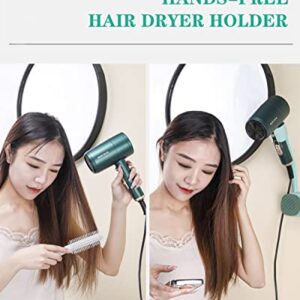 Hands Free Wall Mounted Hair Dryer Stand Holder, Drilling-Free Blow Dryer Holder with 3M VHB Tape, 360° Rotation with Adjustable Arm, Bathroom Organizer Accessories and Shower Caddy