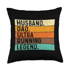 ultra marathon shirts husband dad ultra running-ultramarathon mountain runner throw pillow, 18x18, multicolor