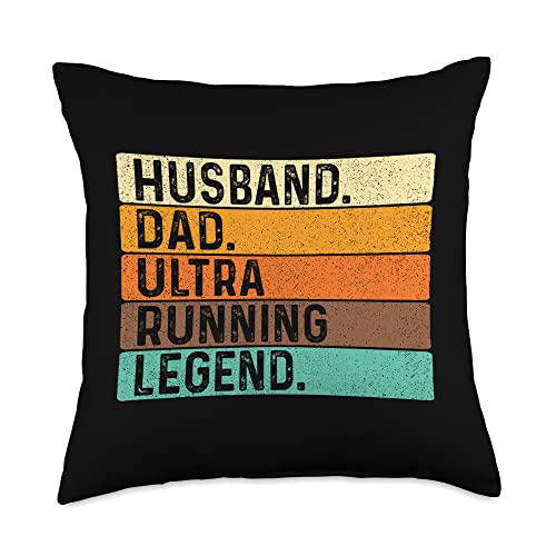 Ultra Marathon Shirts Husband Dad Ultra Running-Ultramarathon Mountain Runner Throw Pillow, 18x18, Multicolor