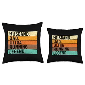 Ultra Marathon Shirts Husband Dad Ultra Running-Ultramarathon Mountain Runner Throw Pillow, 18x18, Multicolor