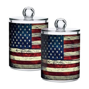 innewgogo american flag 2 pack cotton swab ball holder organizer dispenser plastic bathroom containers with lids cotton ball qtip holder bathroom vanity organizer for bath salts