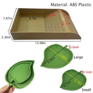 3pcs Tortoise Food Dish with Ramp and Basking Platform Leaf Tortoise Water Food Bowls Reptile Water Dish Turtle Reptile Pool for Amphibians Brown