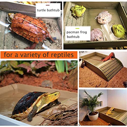 3pcs Tortoise Food Dish with Ramp and Basking Platform Leaf Tortoise Water Food Bowls Reptile Water Dish Turtle Reptile Pool for Amphibians Brown