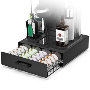 storage drawer for bartesian pods, zecenn cocktail pod holder for bartesian capsules compatible with bev by black+decker cocktail machine, hold 36 pods, countertop organizer bar accessories- black