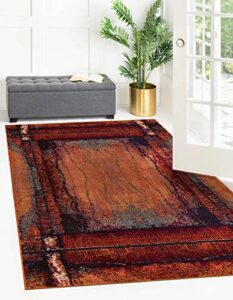 rugs.com hyacinth collection rug – 5' x 8' orange medium rug perfect for bedrooms, dining rooms, living rooms, 5 x 8 feet