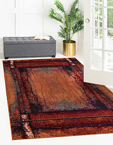 Rugs.com Hyacinth Collection Rug – 5' x 8' Orange Medium Rug Perfect for Bedrooms, Dining Rooms, Living Rooms, 5 x 8 Feet