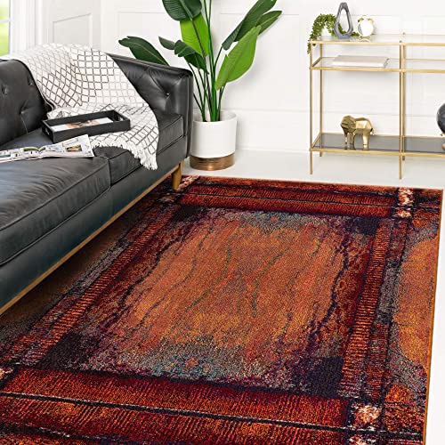 Rugs.com Hyacinth Collection Rug – 5' x 8' Orange Medium Rug Perfect for Bedrooms, Dining Rooms, Living Rooms, 5 x 8 Feet