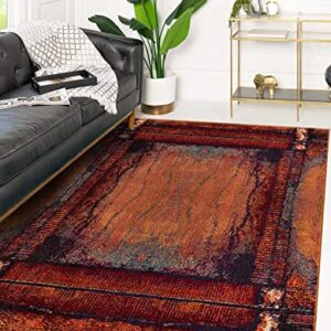 Rugs.com Hyacinth Collection Rug – 5' x 8' Orange Medium Rug Perfect for Bedrooms, Dining Rooms, Living Rooms, 5 x 8 Feet