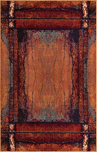 Rugs.com Hyacinth Collection Rug – 5' x 8' Orange Medium Rug Perfect for Bedrooms, Dining Rooms, Living Rooms, 5 x 8 Feet