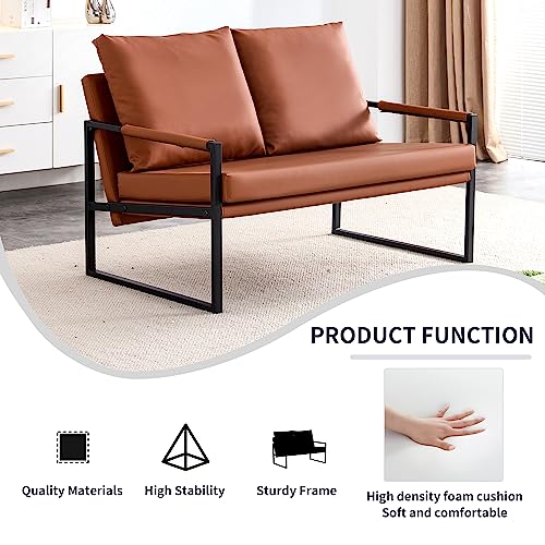 Sofa Couch, Modern Design Linen Loveseat Sofa Upholstered Small 2-Seater Couch with Pillows for Living Room