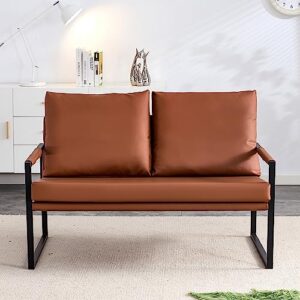 Sofa Couch, Modern Design Linen Loveseat Sofa Upholstered Small 2-Seater Couch with Pillows for Living Room