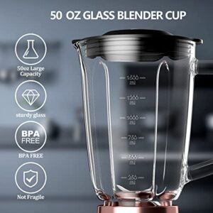 Evoloop Glass Blender, Countertop Blender, 750 Watt High Speed Smoothies Blender with 6 Blade System for Shakes, 50 oz Glass Jar, Self Cleaning