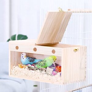 YJJKJ Pet Bird Nest Box, Parakeet Transparent Design Bird House, Wooden Bird Breeding Box Parrotlets Mating Box for Parakeet Lovebirds Budgerigar Cockatiel Conure (Medium)