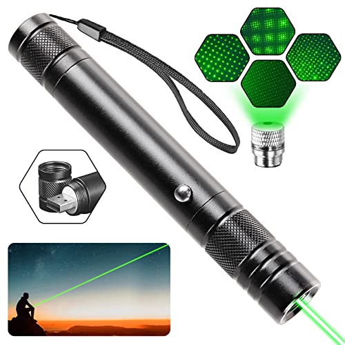 GAWYOLK Green Laser Pointer High Power, [Aluminum Alloy Shell] [Built-in USB] Rechargeable Lazer Pointer Long Range (10000 Feet) Strong Laser Beam for Hiking Hunting Astronomy