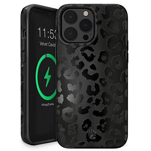 Velvet Caviar Designed for iPhone 14 PRO MAX Case for Woman Women [8ft Drop Tested] Compatible with MagSafe - Cute Girly Magnetic Protective Phone Cover (Black Leopard Cheetah)