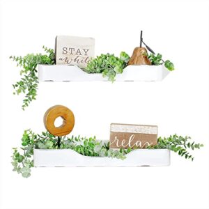 auldhome enamel tray shelves (set of 2); farmhouse bathroom decor white enamelware shelf trays