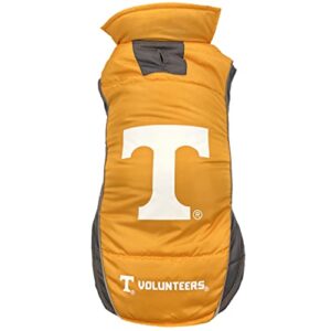 ncaa tennessee volunteers puffer vest for dogs & cats, size medium. warm, cozy, and waterproof dog coat, for small and large dogs/cats. best collegiate licensed pet warming sports jacket