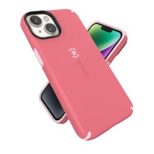 speck iphone 14 & iphone13 case- drop protection, scratch resistant, built for magsafe phone case with soft touch coating - 6.1" model, dual layer case -sweet coral/light coral candyshell pro, 1 count