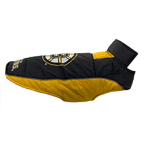NHL Boston Bruins Puffer Vest for Dogs & Cats, Size Medium. Warm, Cozy, and Waterproof Dog Coat, for Small and Large Dogs/Cats. Best NHL Licensed PET Warming Sports Jacket