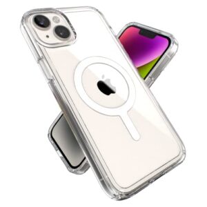 speck clear iphone 15 plus & 14 plus case - slim, built for magsafe, scratch resistant & drop protection clear phone case - anti-yellowing - 6.7 inch iphone case - dual layer - gemshell