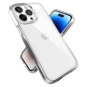 speck clear iphone 14 pro max case - drop protection with scratch resistant dual layer slim phone case for 6.7 inch iphones 14 pro max - anti-yellowing & anti-fade case - gemshell