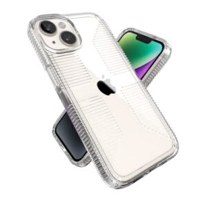 speck clear iphone 14 & iphone 13 case - drop protection, scratch resistant & anti-yellowing dual layer case for iphone 14 & iphone 13 case for 6.1 inch model - clear/clear gemshell