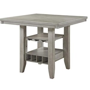 KB Designs - Wash White Wood Counter Height Dining Room Table with Storage