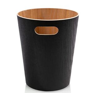 luxe + willow wooden trash can bedroom, bathroom & office waste basket small slim design