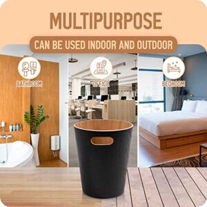 LUXE + WILLOW Wooden Trash Can Bedroom, Bathroom & Office Waste Basket Small Slim Design