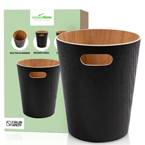 LUXE + WILLOW Wooden Trash Can Bedroom, Bathroom & Office Waste Basket Small Slim Design