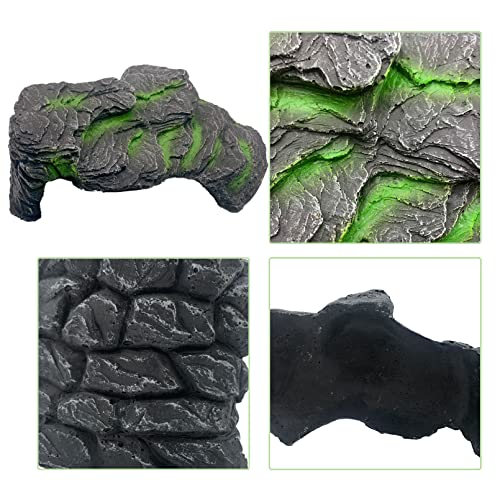 MUYG Resin Turtle Basking Platform,Turtles Rock Dock Climbing Ramp Cave Hideout Decor Reptile Terrariums Resting Terrace Stone Habitat Decoration for Small Lizards, Frogs, Snakes,Chameleon