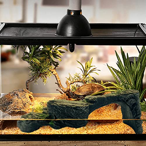 MUYG Resin Turtle Basking Platform,Turtles Rock Dock Climbing Ramp Cave Hideout Decor Reptile Terrariums Resting Terrace Stone Habitat Decoration for Small Lizards, Frogs, Snakes,Chameleon