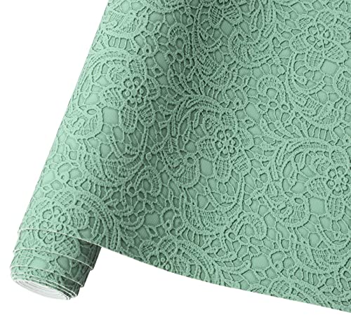 Picheng Embossed Faux Leather Sheets: Flower Textured Leather Rolls 13.8"X53"(35cmX135cm),Faux Leather is Great for Making Crafts,Leather Earrings, Bows,Sewing DIY Projects (Green)