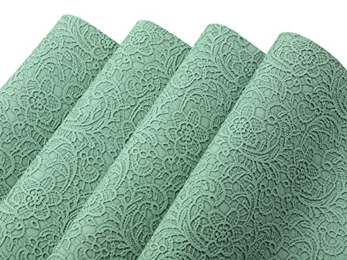 Picheng Embossed Faux Leather Sheets: Flower Textured Leather Rolls 13.8"X53"(35cmX135cm),Faux Leather is Great for Making Crafts,Leather Earrings, Bows,Sewing DIY Projects (Green)