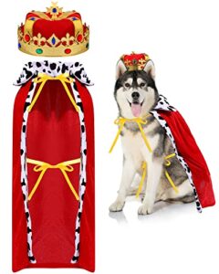 2 pcs large dog cloak costume pet suit includes dog crown dog hat dog cape christmas costumes for dogs prince costume christmas halloween cosplay holiday birthday party dress