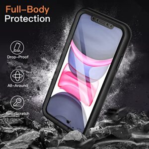 JETech Case for iPhone 11 6.1 Inch with Built-in Screen Protector Anti-Scratch, 360 Degree Full Body Rugged Phone Cover Clear Back (Black)